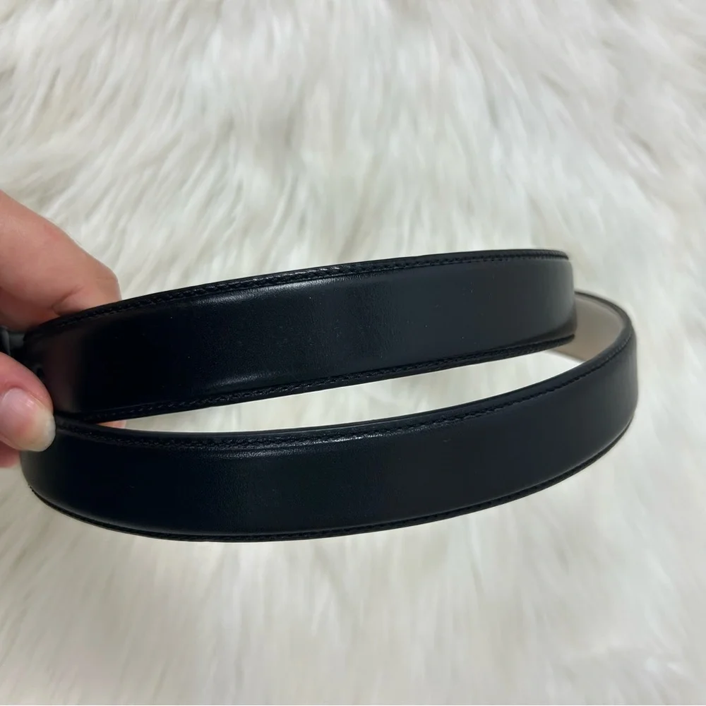 Lands’ End Men’s Black Leather Belt Size 48